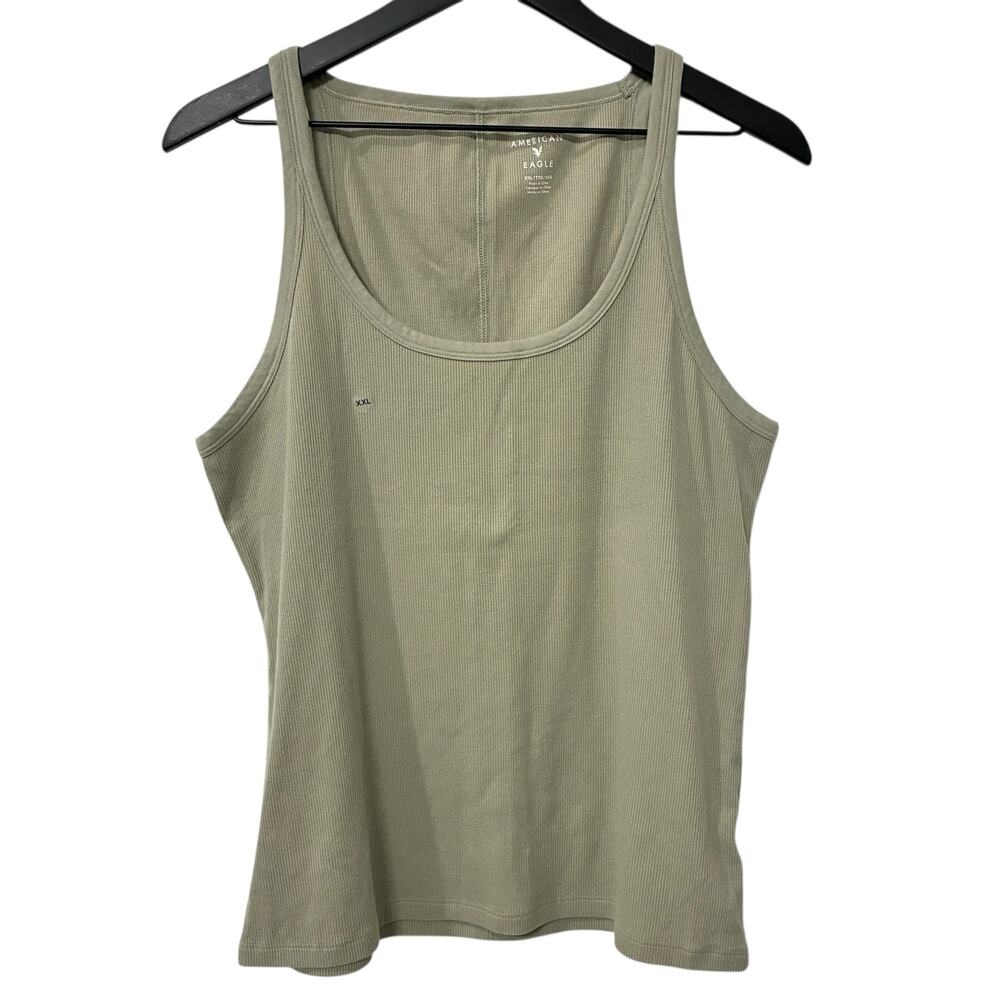 America Eagle Tank Top Ribbed Scoop Neck Olive Green Womans Size XXL NWOT NEW